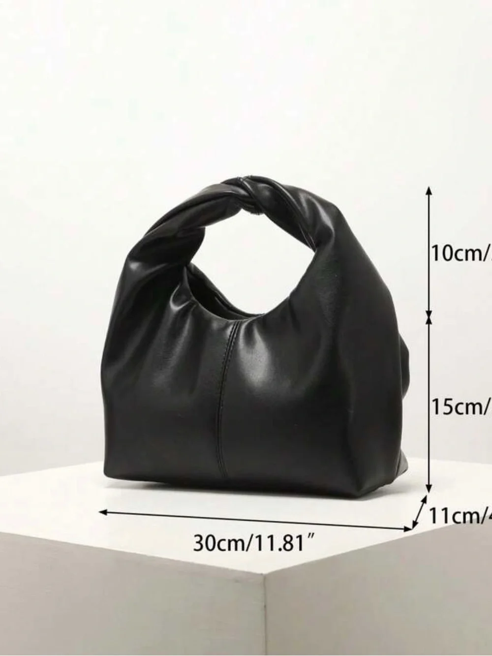 NEW Sleek Black Knot Handle Women’s Shoulder Bag